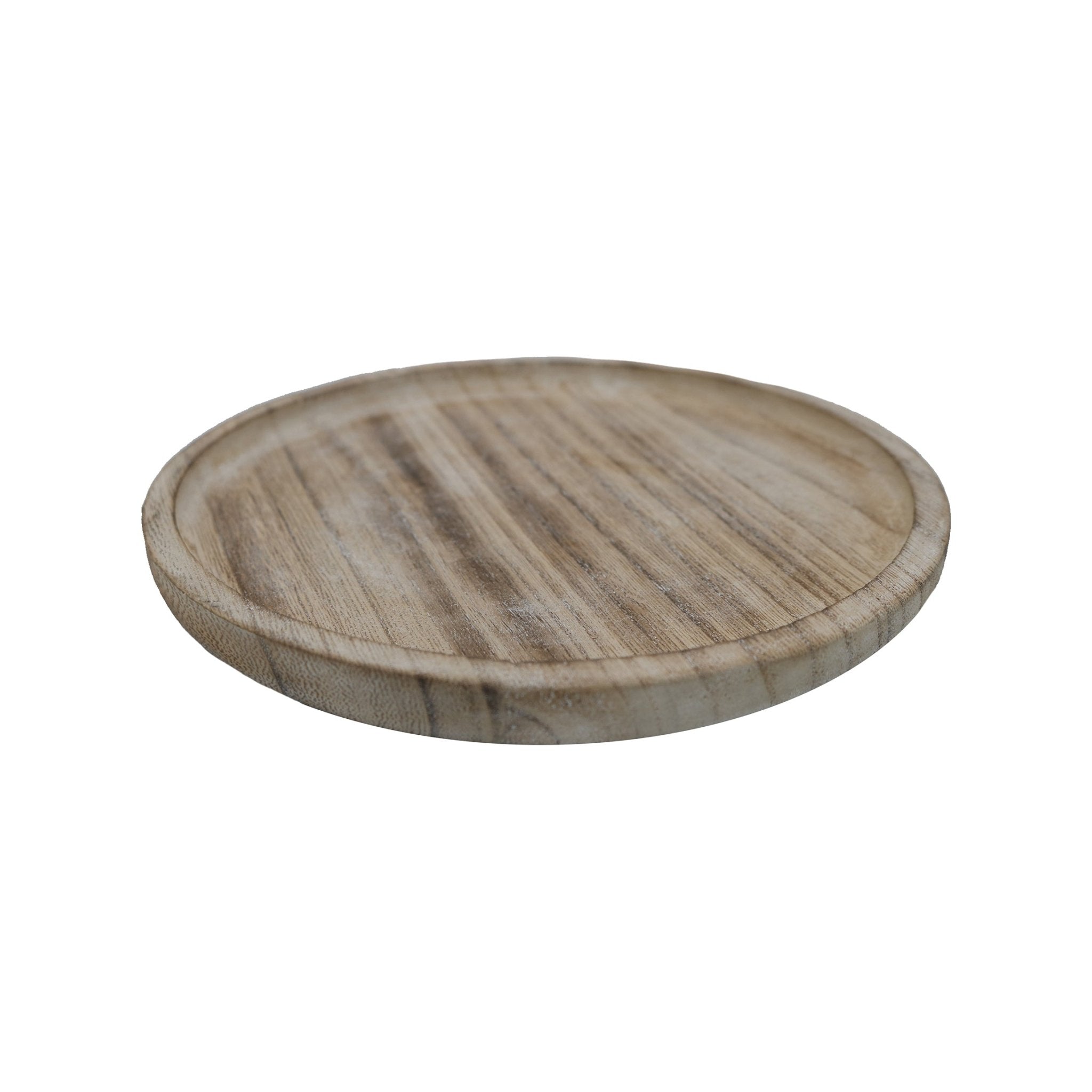 Round Rustic Wood Tray 