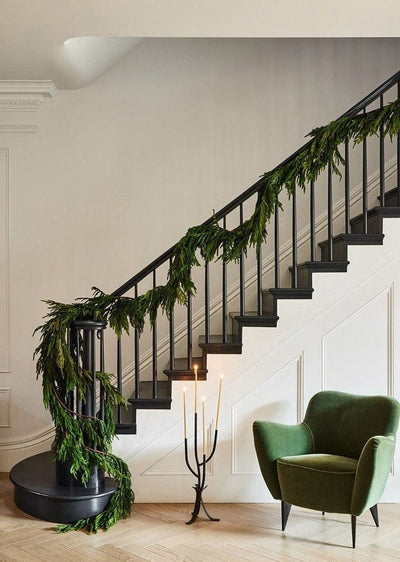 Afloral Real Touch Norfolk Pine Staircase/ Entry Garland - 180" Long - Sweet Water Decor - GARLAND