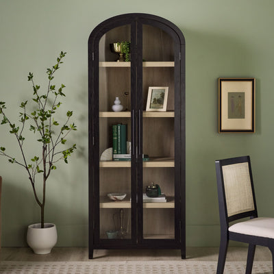 Chantelle Modern Arched Bookshelf with Glass Doors - Sweet Water Decor - bookshelves