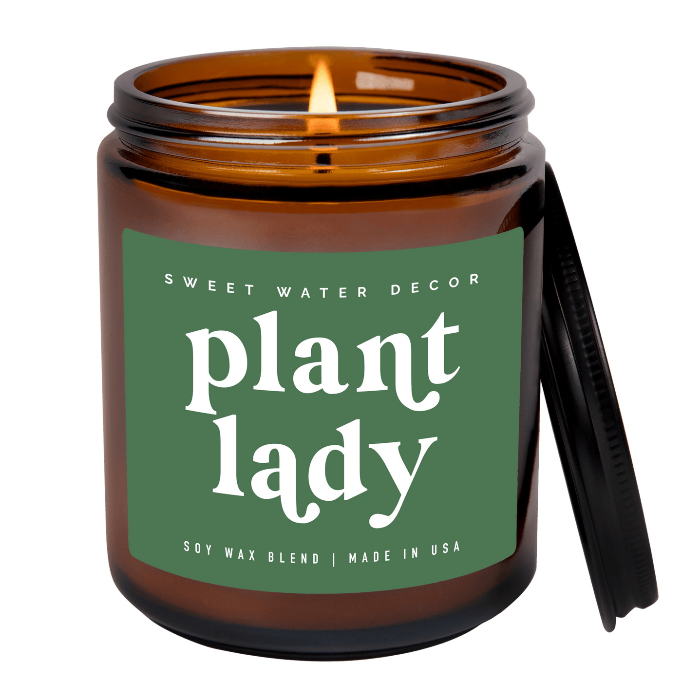 Plant Lady Soy Candle - Amber Jar - 9 oz (Wildflowers and Salt) - Sweet Water Decor - Candles