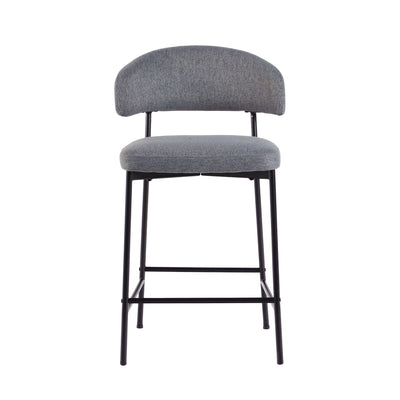 Alexis Modern Upholstered Curved Bar Stool, Set of 2