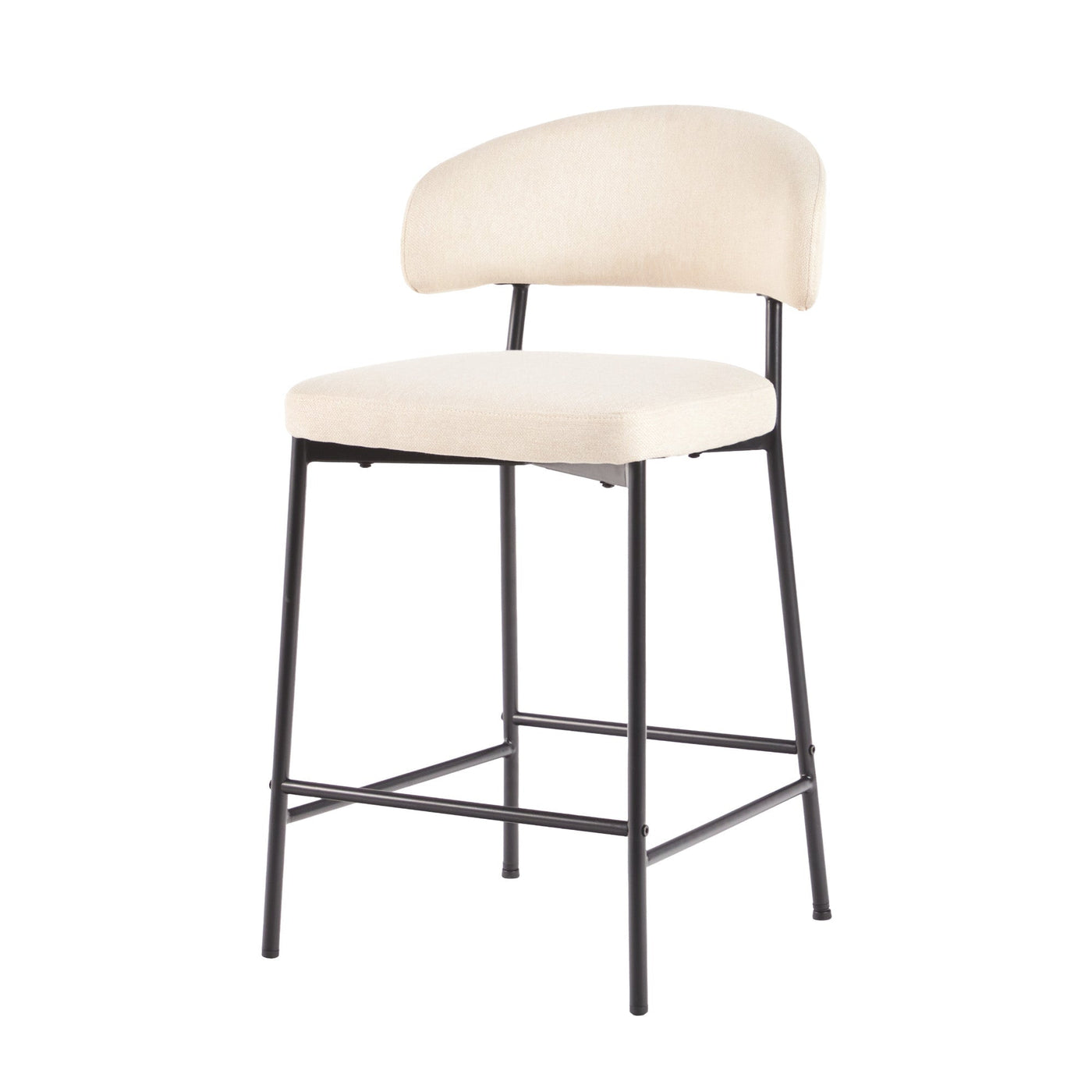 Alexis Modern Upholstered Curved Bar Stool, Set of 2