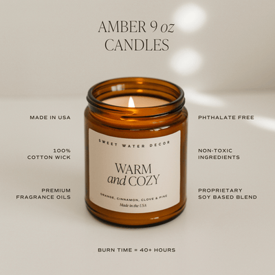 Stress Relief Soy Candle - Amber Jar - 9 oz - Sweet Water Decor - Candles