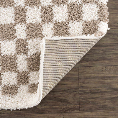 Kieu Light Gray & Taupe Checkered Area Rug - Sweet Water Decor - Rugs