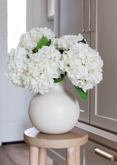 Fake Flowers Real Touch Hydrangea Stem in Talc White - 18" - Sweet Water Decor - Faux Plant