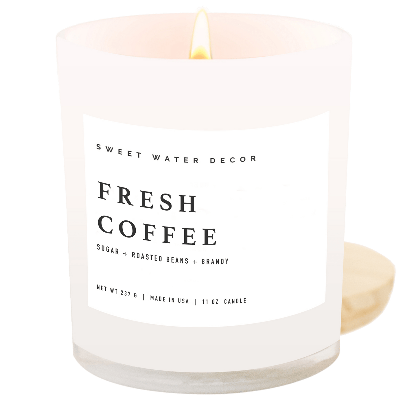 Fresh Coffee Soy Candle - White Jar - 11 oz - Sweet Water Decor - Candles