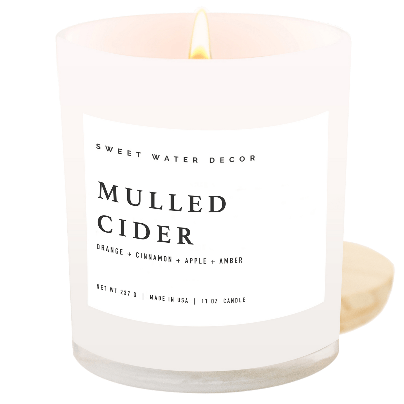 Mulled Cider Soy Candle - White Jar - 11 oz - Sweet Water Decor - Candles