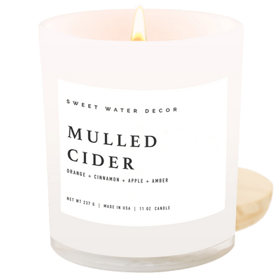 Mulled Cider Soy Candle - White Jar - 11 oz - Sweet Water Decor - Candles