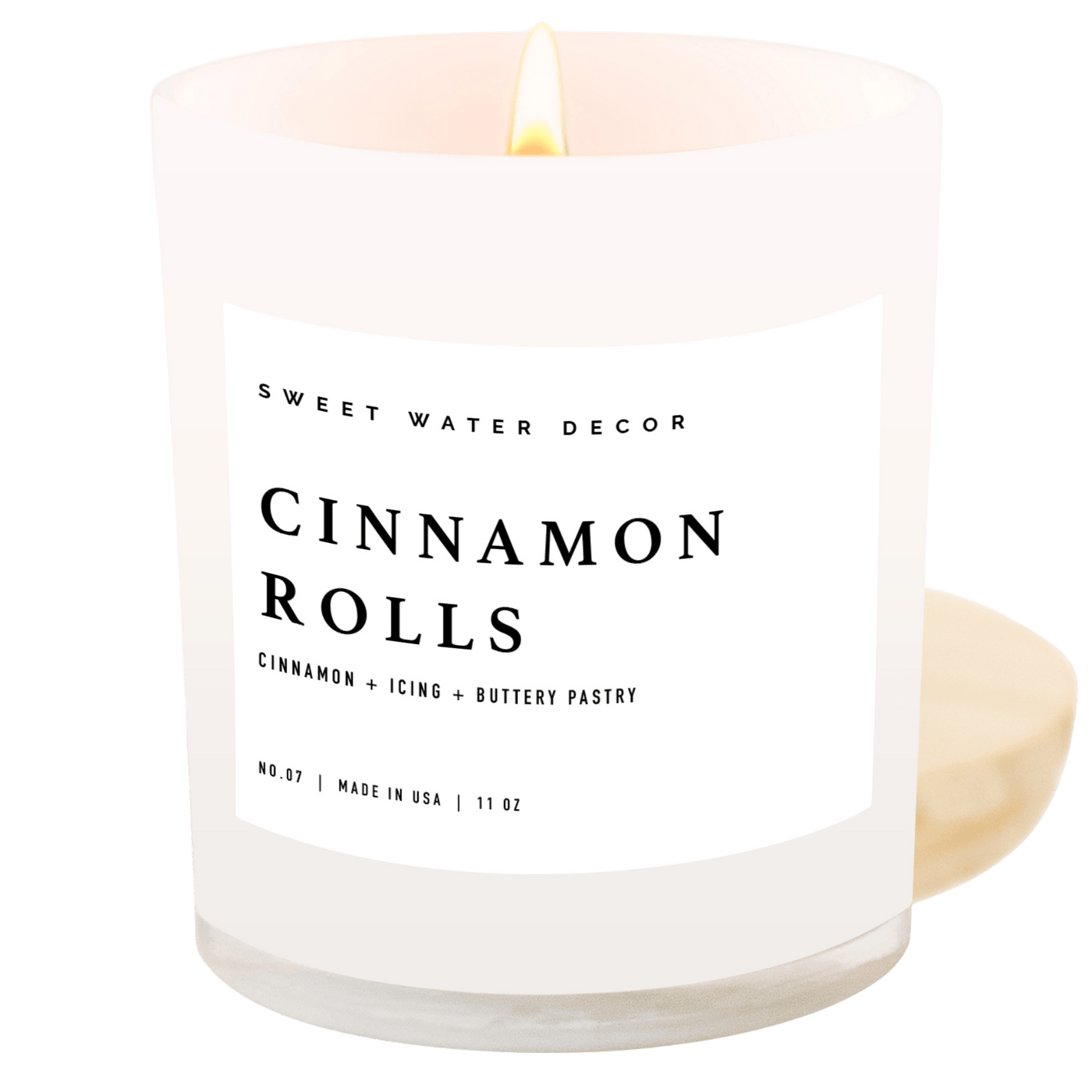 Cinnamon Rolls Soy Candle - White Jar - 11 oz - Sweet Water Decor - Candles