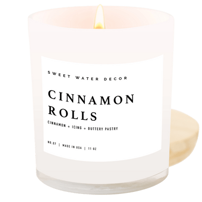 Cinnamon Rolls Soy Candle - White Jar - 11 oz - Sweet Water Decor - Candles