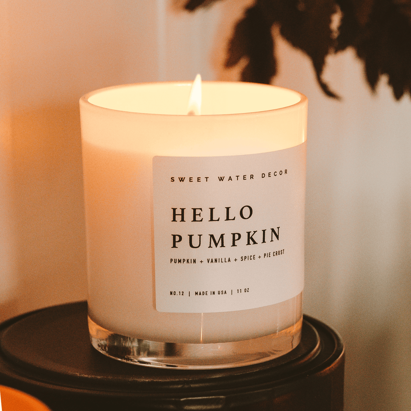 Hello Pumpkin Soy Candle - White Jar - 11 oz - Sweet Water Decor - Candles