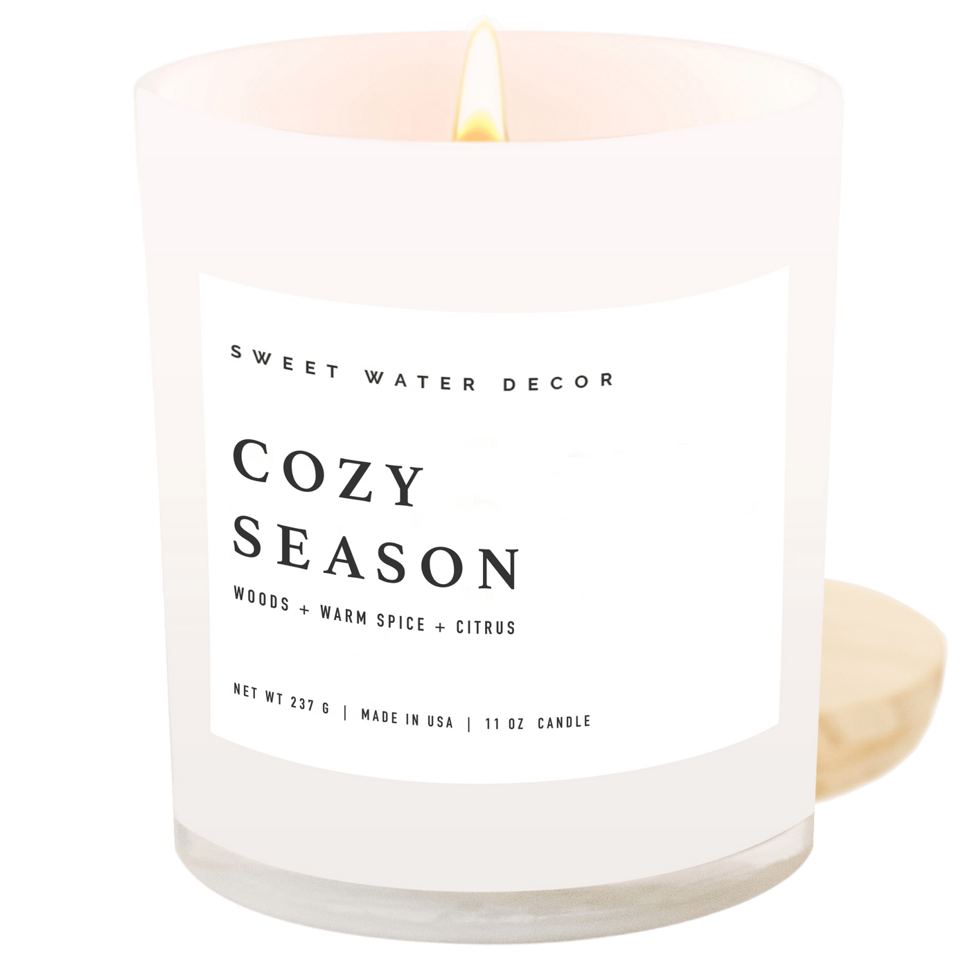 Cozy Season Soy Candle - White Jar - 11 oz - Sweet Water Decor - Candles