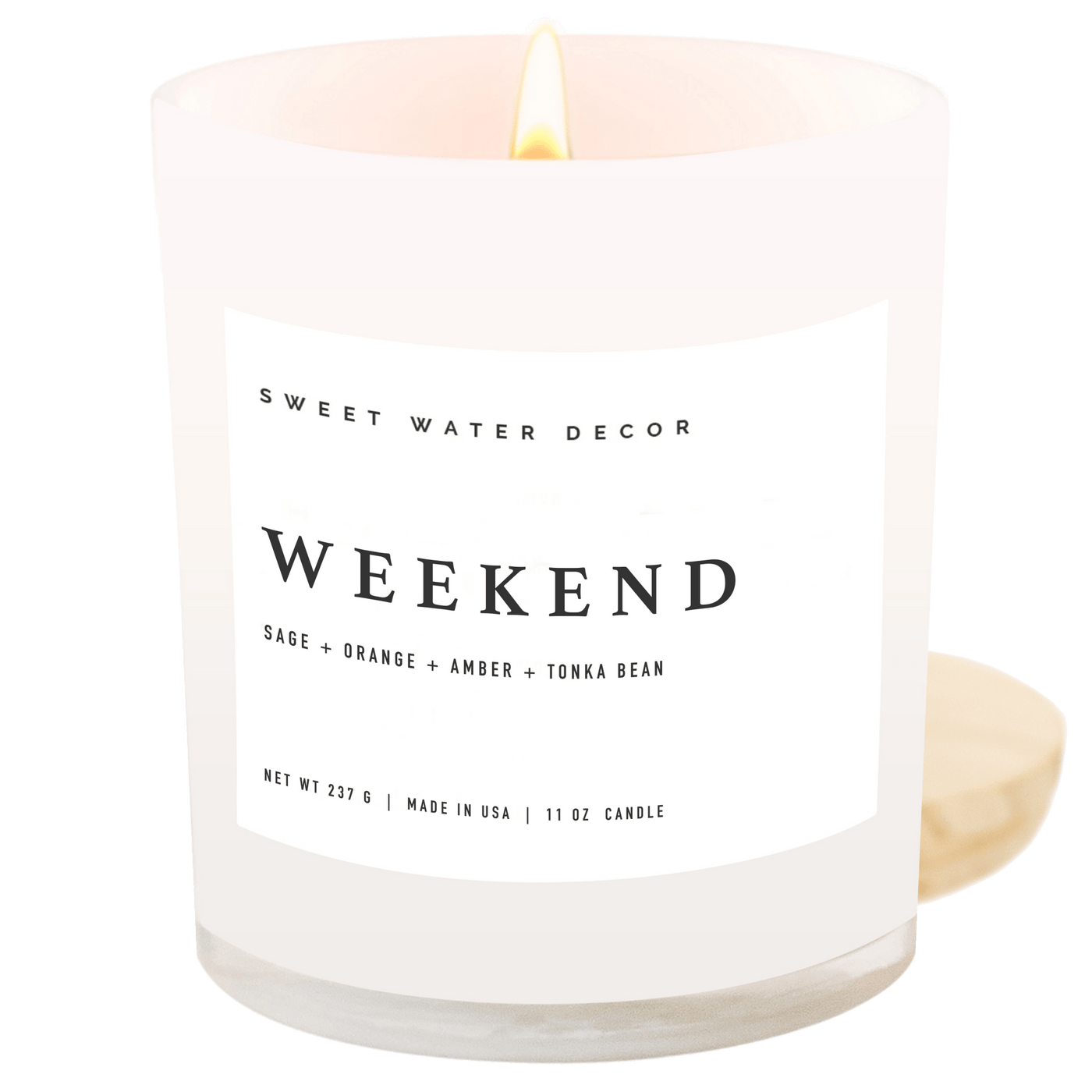 Weekend Soy Candle - White Jar - 11 oz - Sweet Water Decor - Candles