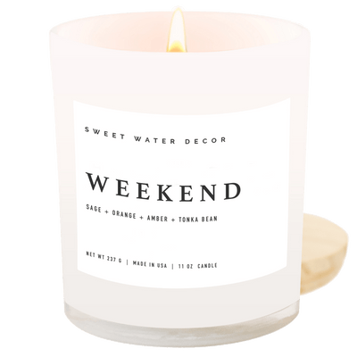 Weekend Soy Candle - White Jar - 11 oz - Sweet Water Decor - Candles