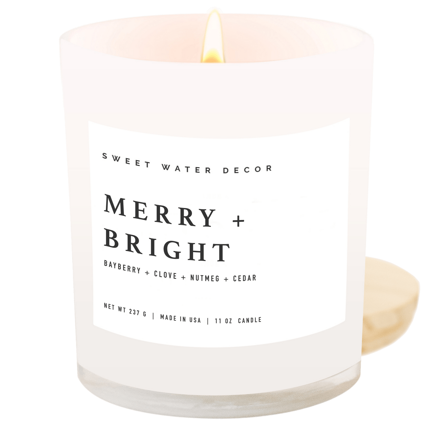 Merry and Bright Soy Candle - White Jar - 11 oz - Sweet Water Decor - Candles