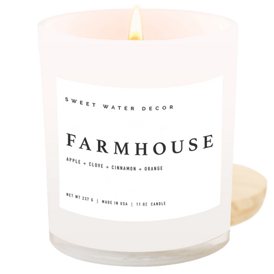 Farmhouse Soy Candle - White Jar - 11 oz - Sweet Water Decor - Candles