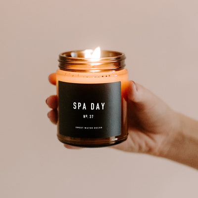 Spa Day Soy Candle - Amber Jar - 9 oz - Sweet Water Decor - Candles