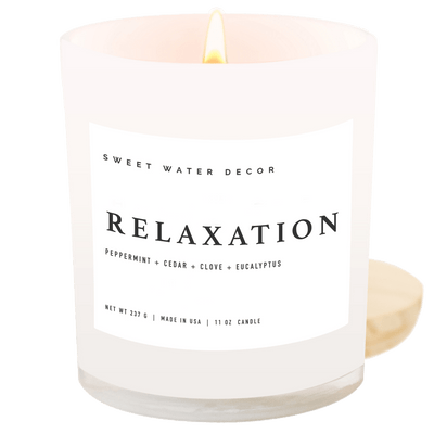 Relaxation Soy Candle - White Jar - 11 oz - Sweet Water Decor - Candles