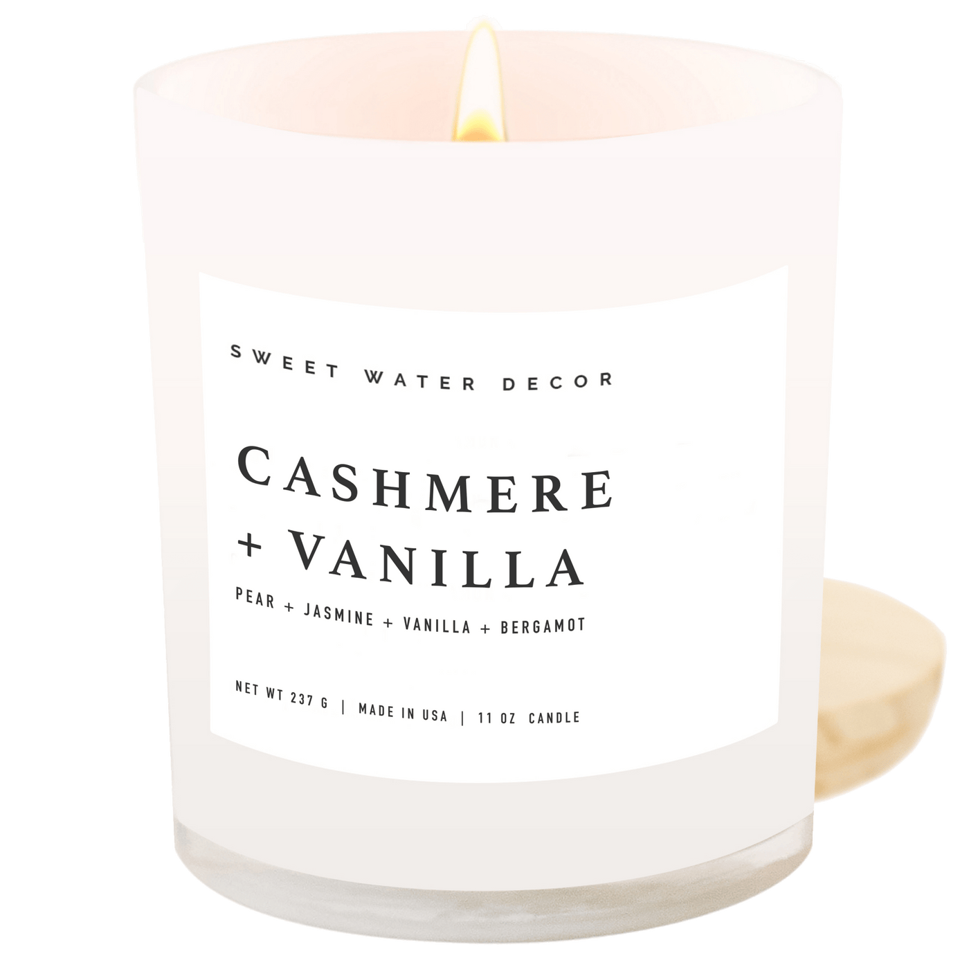 Cashmere and Vanilla Soy Candle - White Jar - 11 oz - Sweet Water Decor - Candles