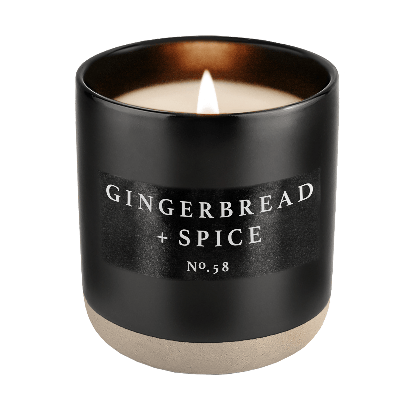 Gingerbread and Spice Soy Candle - Black Stoneware Jar - 12 oz - Sweet Water Decor - Candles
