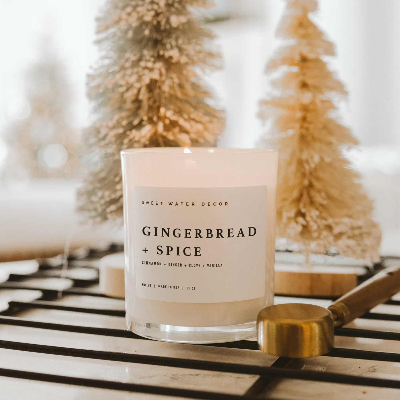 Gingerbread and Spice Soy Candle - White Jar - 11 oz - Sweet Water Decor - Candles