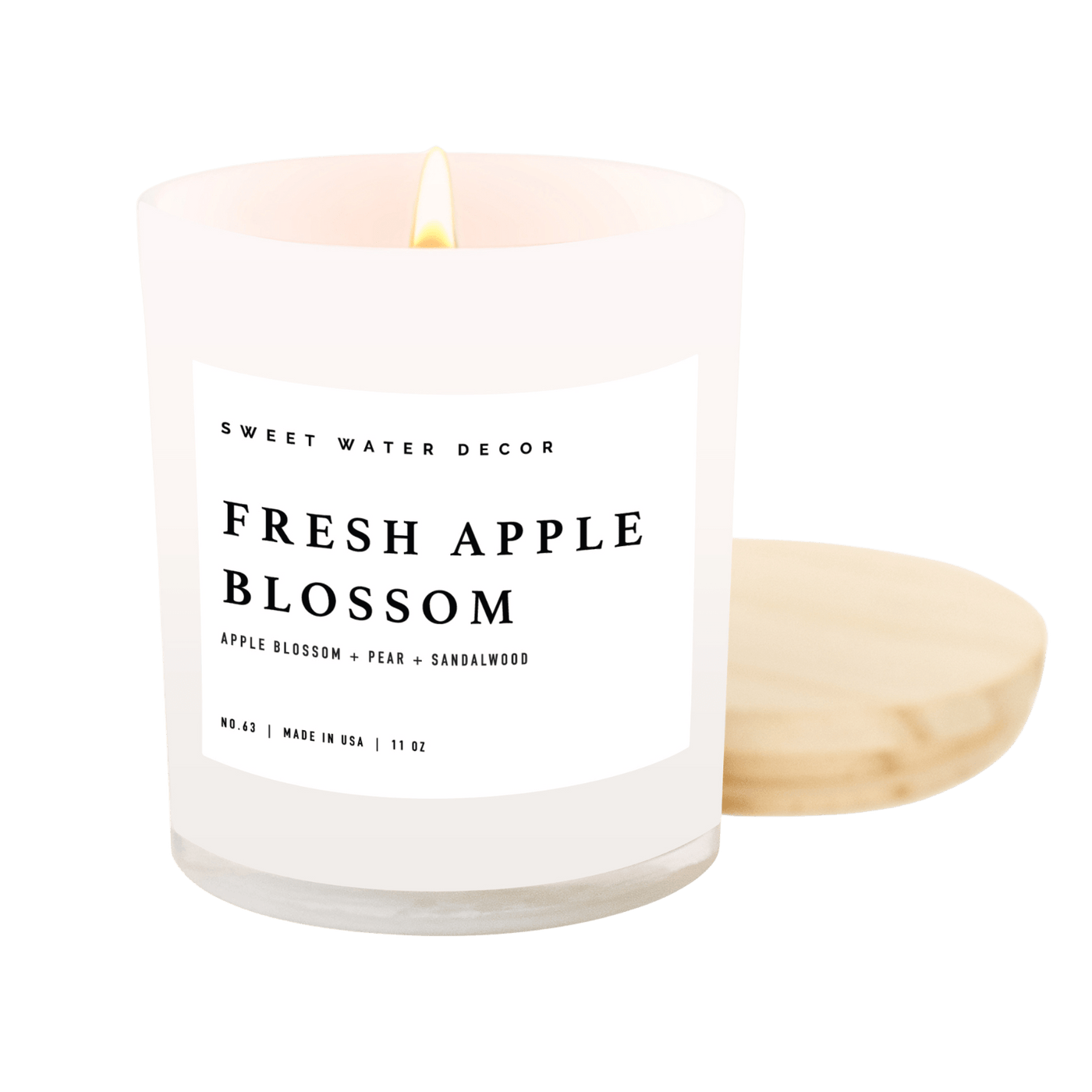 Fresh Apple Blossom Soy Candle - White Jar - 11 oz - Sweet Water Decor - Candles