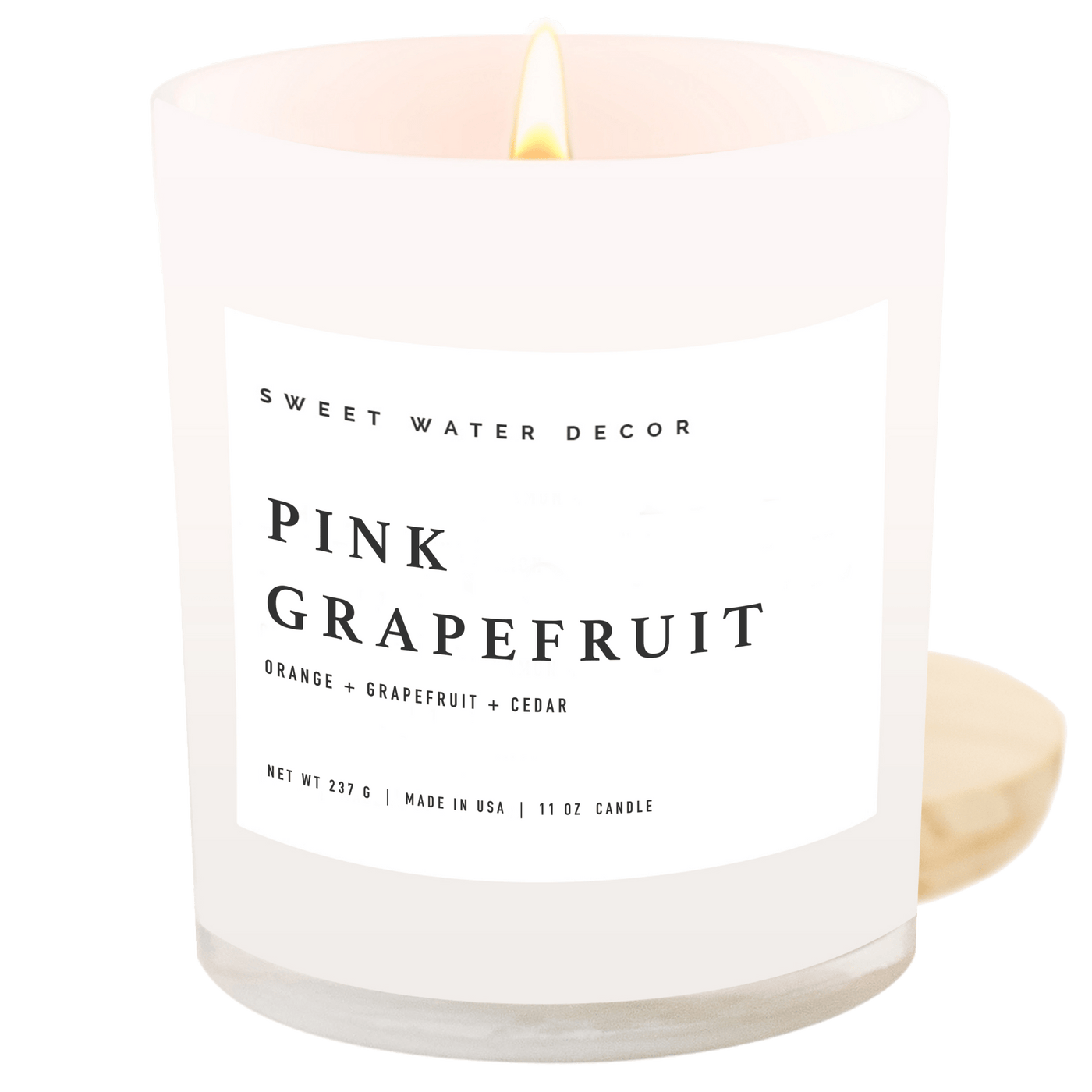 Pink Grapefruit Soy Candle - White Jar - 11 oz - Sweet Water Decor - Candles