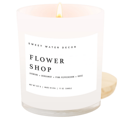 Flower Shop Soy Candle - White Jar - 11 oz - Sweet Water Decor - Candles