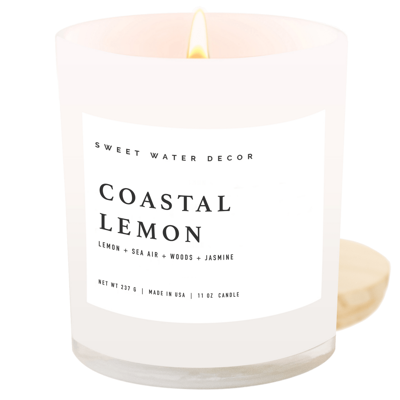 Coastal Lemon Soy Candle - White Jar - 11 oz - Sweet Water Decor - Candles