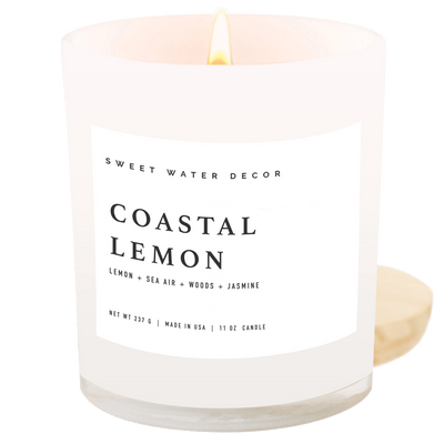 Coastal Lemon Soy Candle - White Jar - 11 oz - Sweet Water Decor - Candles