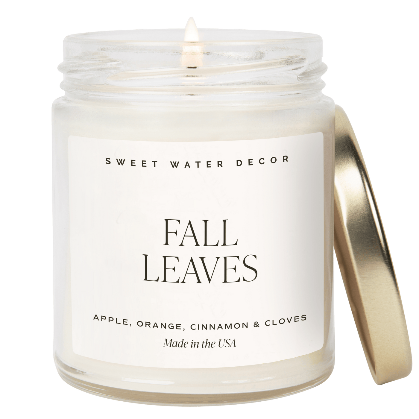 Fall Leaves Soy Candle - Clear Jar - 9 oz - Sweet Water Decor - Candles