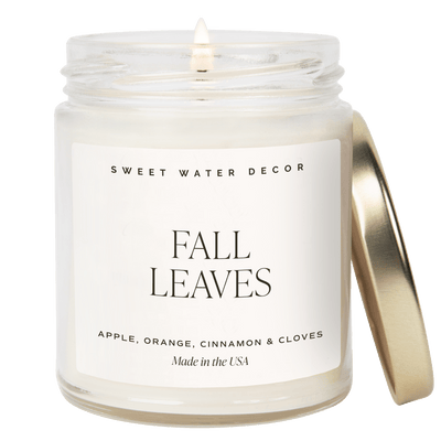 Fall Leaves Soy Candle - Clear Jar - 9 oz - Sweet Water Decor - Candles