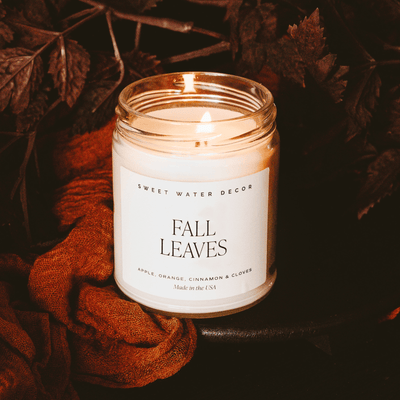 Fall Leaves Soy Candle - Clear Jar - 9 oz - Sweet Water Decor - Candles