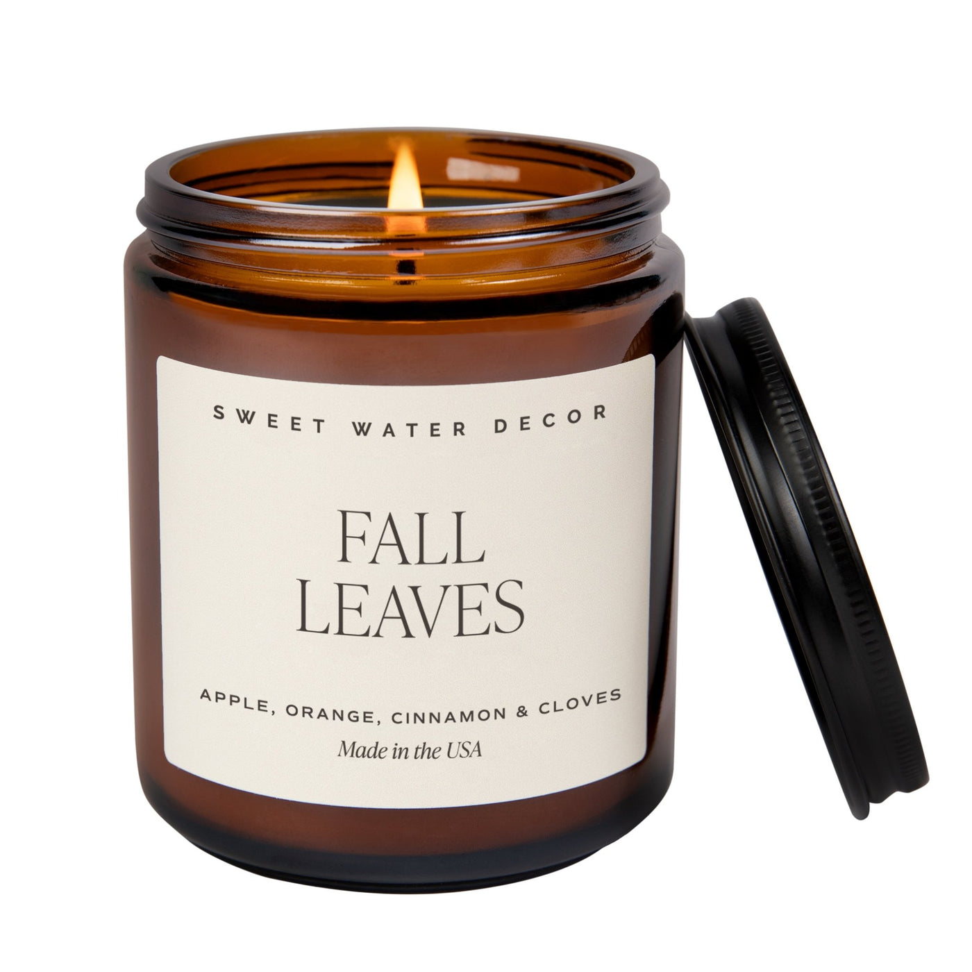 Fall Leaves Soy Candle - Amber Jar - 9 oz - Sweet Water Decor - Candles