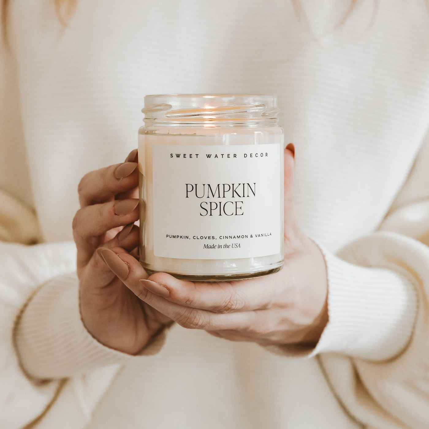 Pumpkin Spice Soy Candle | 9oz. Clear Jar - Sweet Water Decor - Candles