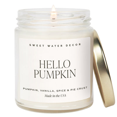Hello Pumpkin Soy Candle - Clear Jar - 9 oz - Sweet Water Decor - Candles
