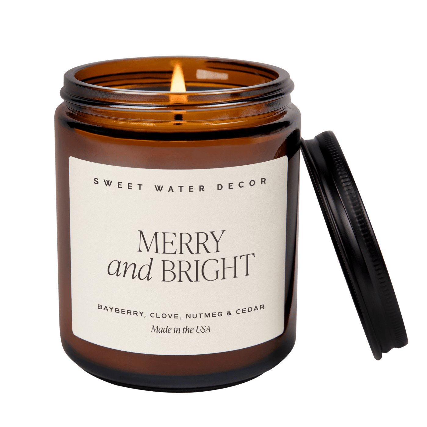 Merry and Bright Soy Candle - Amber Jar - 9 oz - Sweet Water Decor - Candles