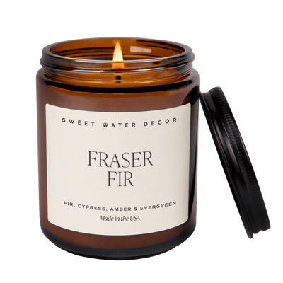 Fraser Fir Soy Candle - Amber Jar - 9 oz - Sweet Water Decor - Candles