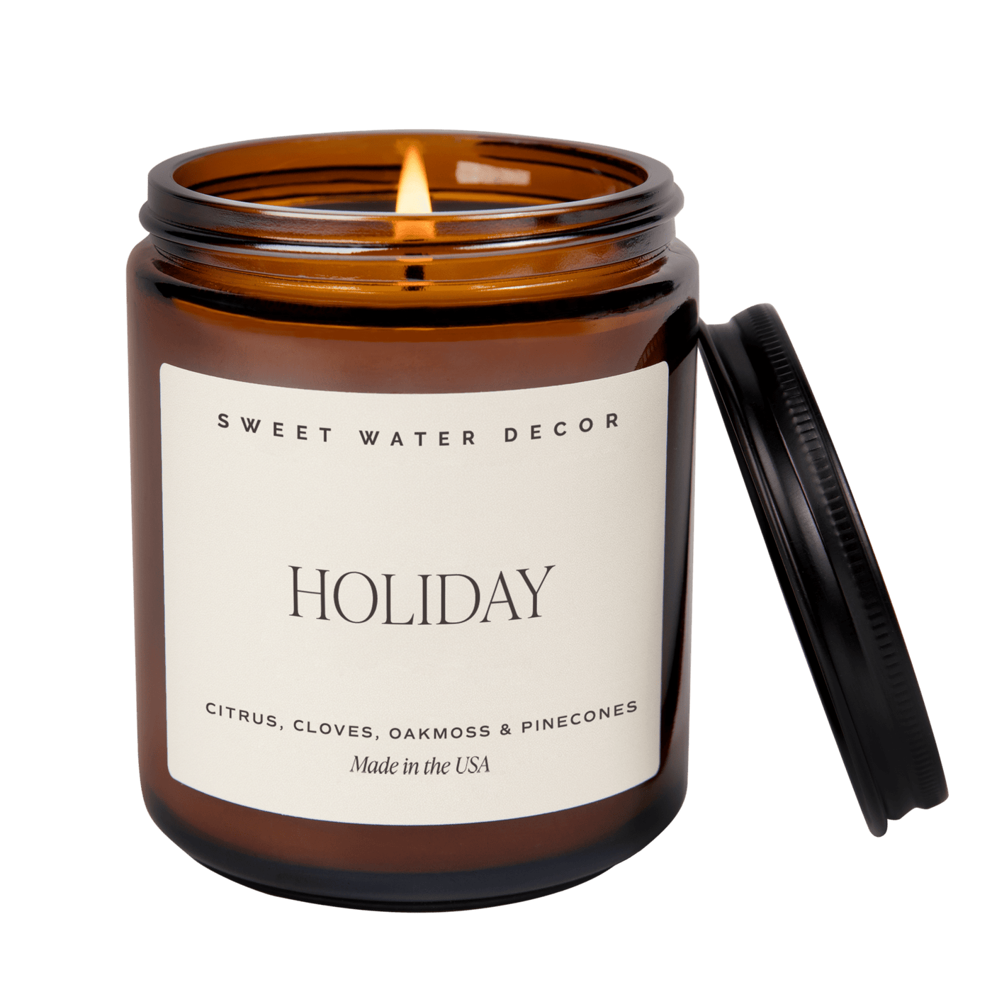 Holiday Soy Candle - Amber Jar - 9 oz - Sweet Water Decor - Candles