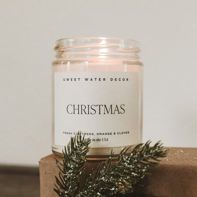 Christmas Soy Candle - Clear Jar - 9 oz - Sweet Water Decor - Candles