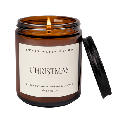 Christmas Soy Candle - Amber Jar - 9 oz - Sweet Water Decor - Candles