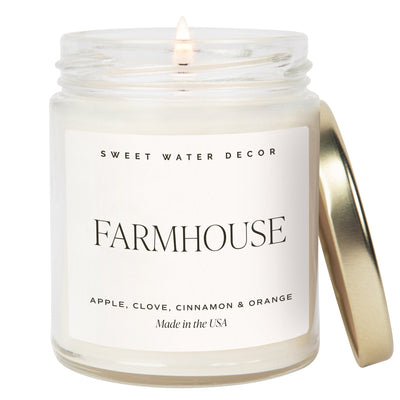 Farmhouse Soy Candle - Clear Jar - 9 oz - Sweet Water Decor - Candles