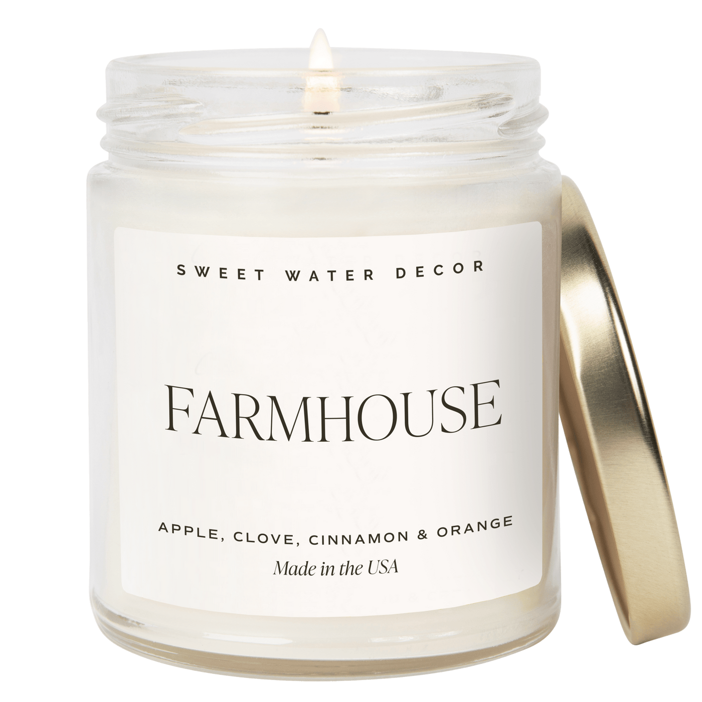 Farmhouse Soy Candle - Clear Jar - 9 oz - Sweet Water Decor - Candles