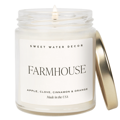 Farmhouse Soy Candle - Clear Jar - 9 oz - Sweet Water Decor - Candles