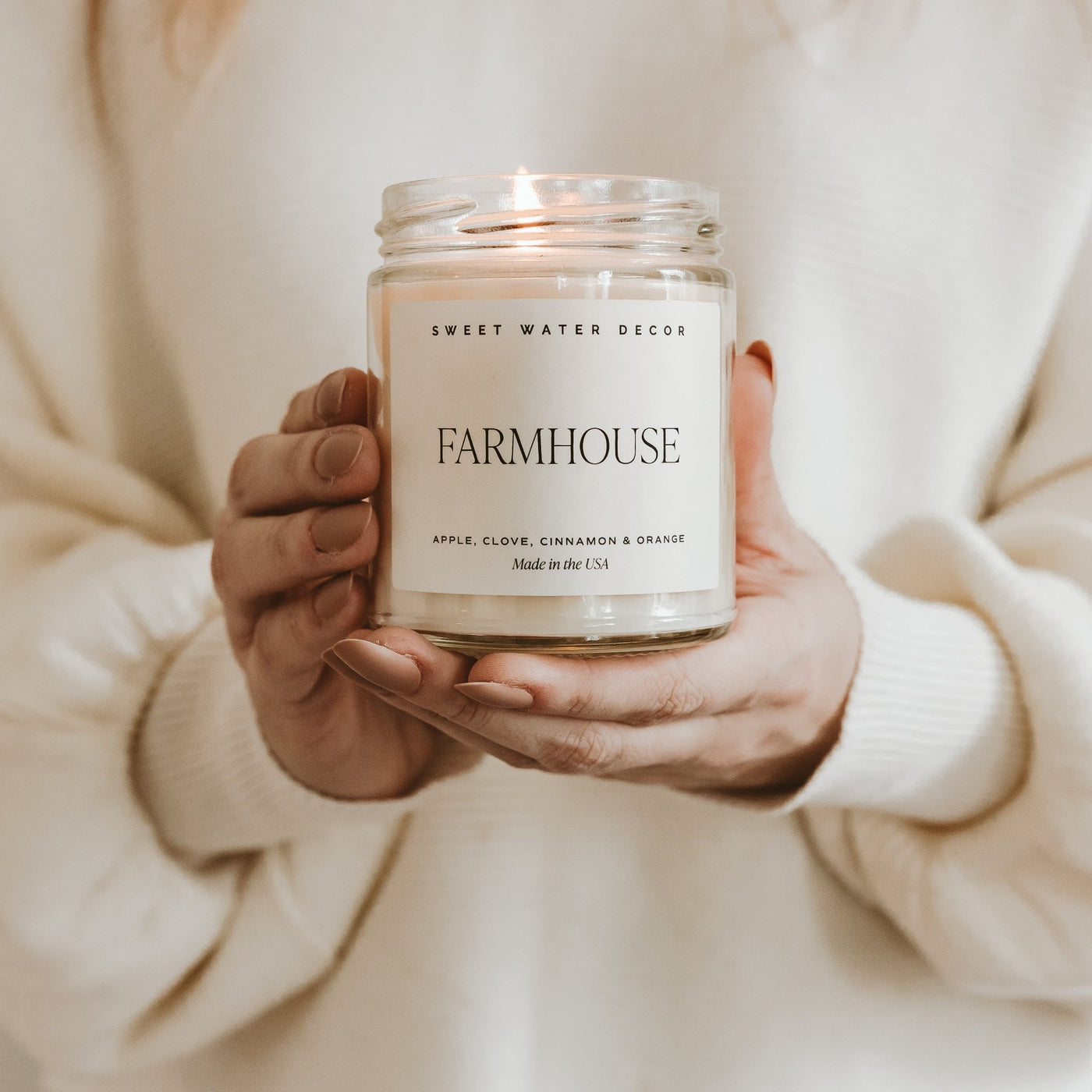 Farmhouse Soy Candle - Clear Jar - 9 oz - Sweet Water Decor - Candles