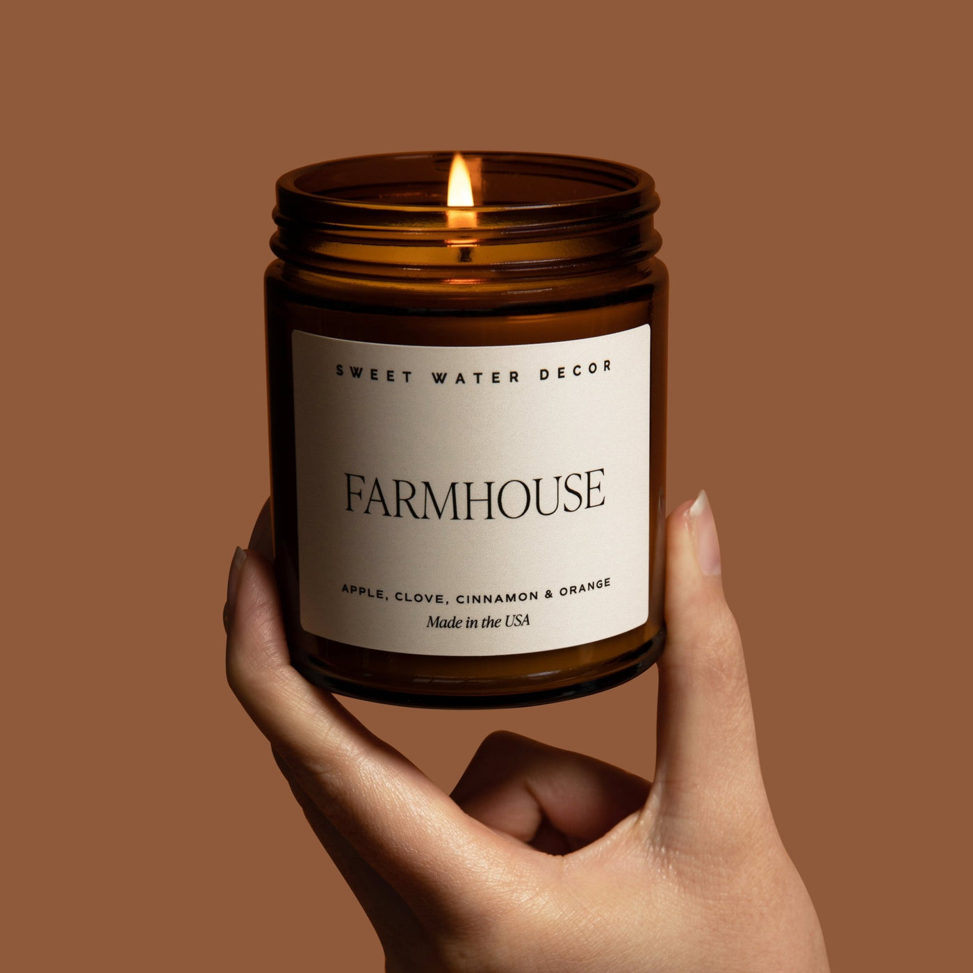 Farmhouse Soy Candle - Amber Jar - 9 oz - Sweet Water Decor - Candles