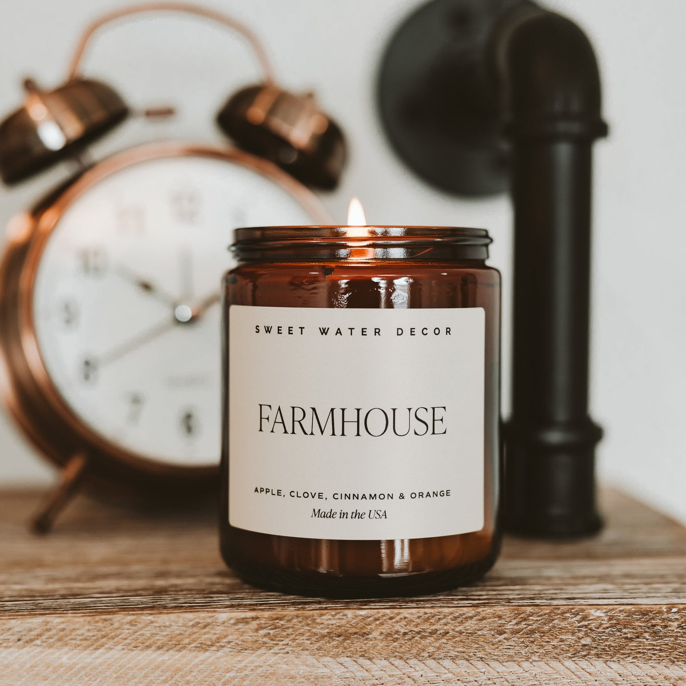 Farmhouse Soy Candle - Amber Jar - 9 oz - Sweet Water Decor - Candles