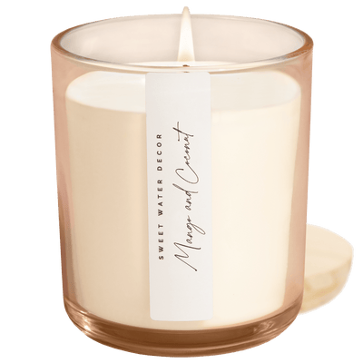 Mango and Coconut Soy Candle - Tinted Glass Jar - 12 oz - Sweet Water Decor - Candles