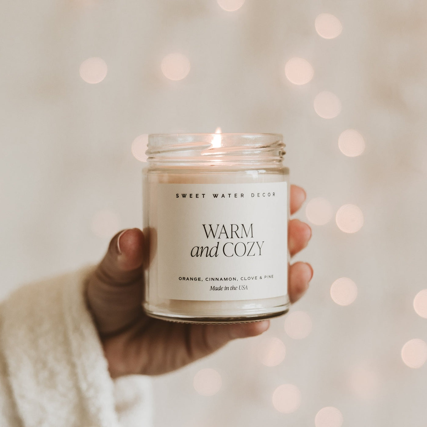 Warm and Cozy Soy Candle - Clear Jar - 9 oz THON - Sweet Water Decor - Candles