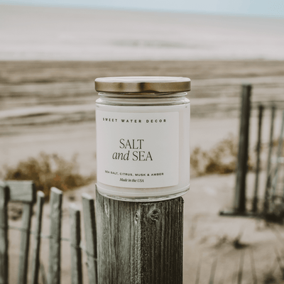 Salt and Sea Soy Candle - Clear Jar - 9 oz - Sweet Water Decor - Candles